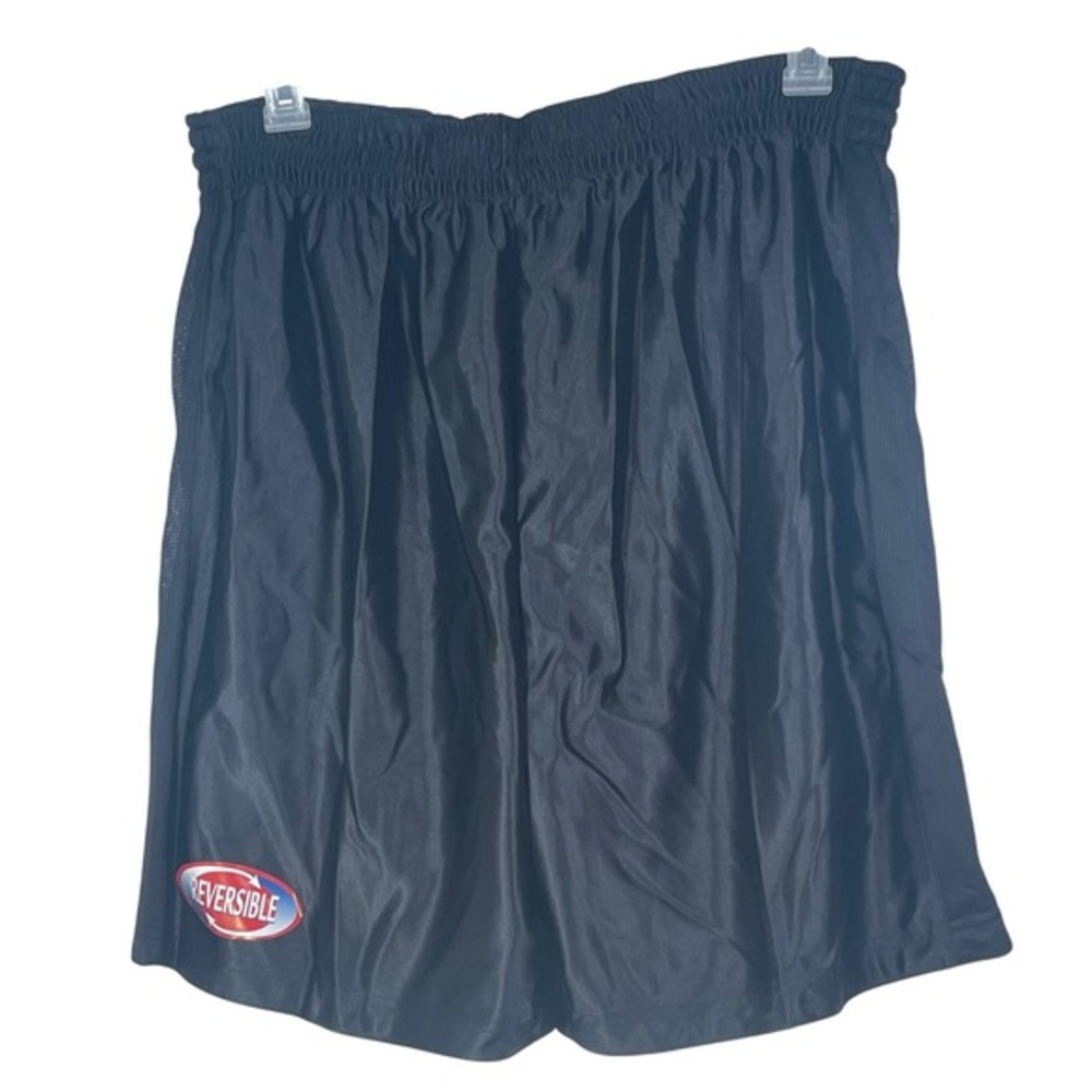 Jerzees Men‎ Reversible Basketball Shorts Black Mesh Athletic Shiny Size L NWT